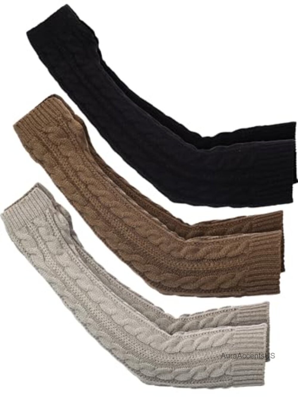 Fingerless Arm Warmers Long Knit Mittens Thumb Hole Acrylic Polyester